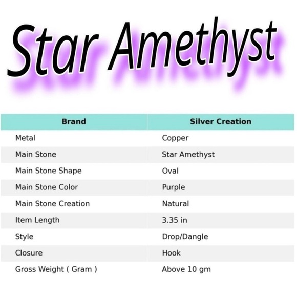 Star Amethyst Handmade Copper Wire Wrapped Earrings Jewelry - Picture 6 of 6